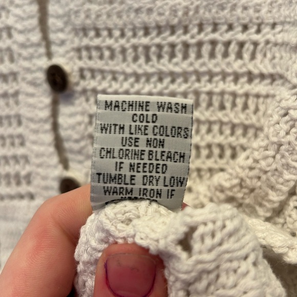 Rebellion White Crochet Button Down Crop Top - Picture 5 of 5